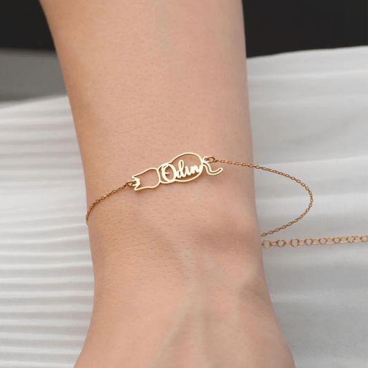 Pulsera personalizada con nombre de gato