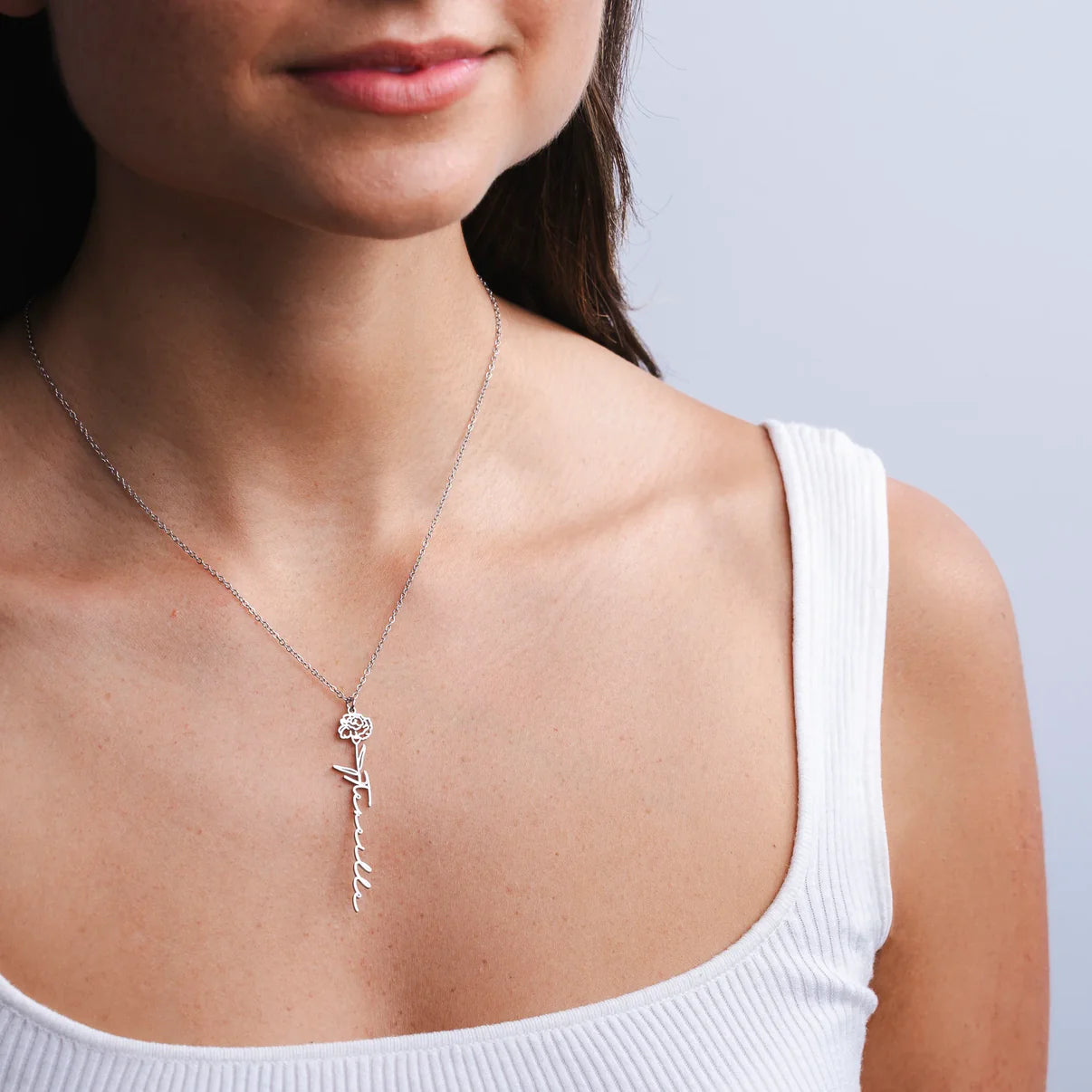 Collar personalizado con nombre y flor natalicia