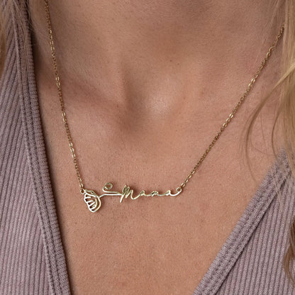 Collar personalizado con nombre y flor natalicia